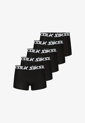 Set aus fünf schwarzen Herrenboxershorts mit breiten elastischen Bunds und auffälligem weißem "SIKSILK"-Schriftzug.
