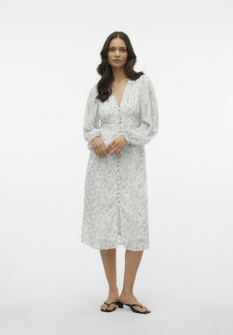 Vero Moda AMALIA MIDI - Day dress - snow white/white - Zalando