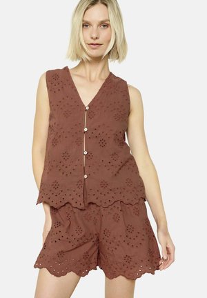 EMBROIDERED SLEEVELESS - Pusero - terracotta