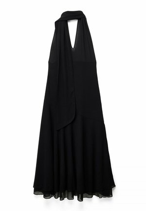 NA-KD, HALTERNECK CHIFFON ASYMMETRIC DRESS - Vestido largo - black