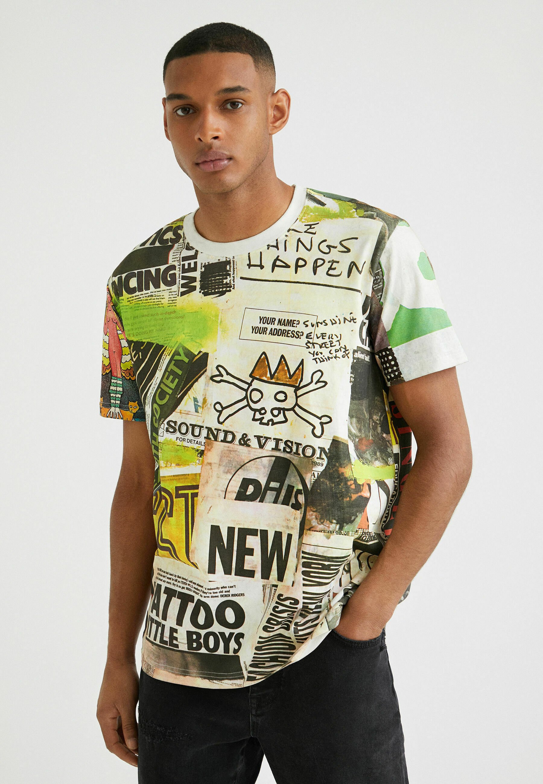 Desigual SHORT SLEEVE - T-shirt con stampa - white green/bianco - Zalando.it