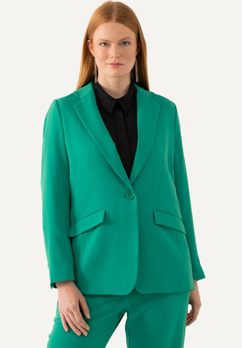 Ulla Popken COL À REVERS, POCHES À RABAT, FERMETURE BOUTONNÉE - Bleiseri - green