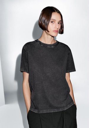 Massimo Dutti Jednoduché tričko - mottled light grey