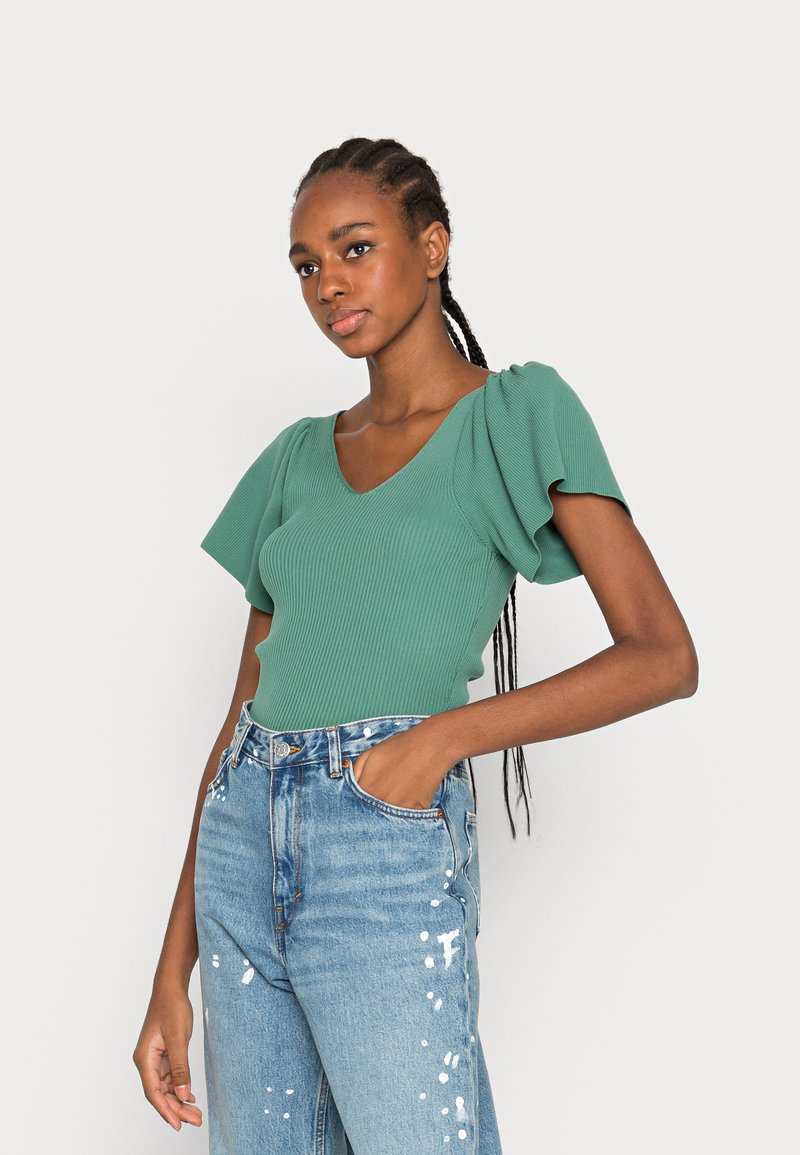 ONLY ONLLEELO BACK  - T-shirt estampada - pepper green