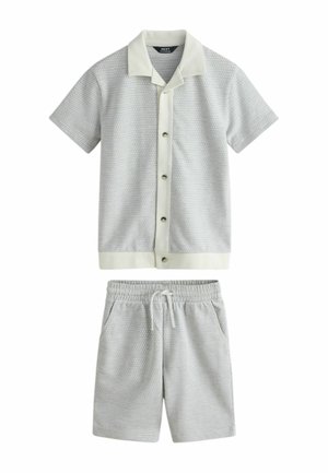 REGULAR FIT - REVERE BUTTON THROUGH  SET  . - Shorts - grey white textured