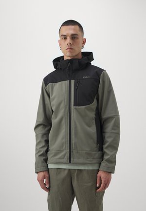 MAN JACKET ZIP HOOD - Softshelljacke - olive/nero