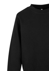 Felpa nera con collo a giro, maniche lunghe e un tessuto morbido e strutturato. Design semplice, senza pattern o hardware visibile.