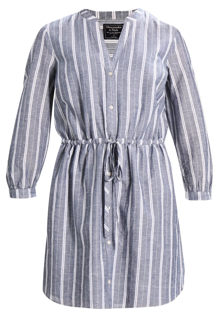 abercrombie blue and white striped dress & Fitch scoop neck dipped waist midaxi in stripes This flattering strapless midi dress is in our classic lightweight poplin fabric and fit Abercrombie & Fitch Vintage Blue
