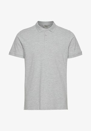 Graues Baumwoll-Polohemd mit klassischem Kragen, Drei-Knopf-Leiste, kurzen Ärmeln und dezentem Logodetail auf der Brust.