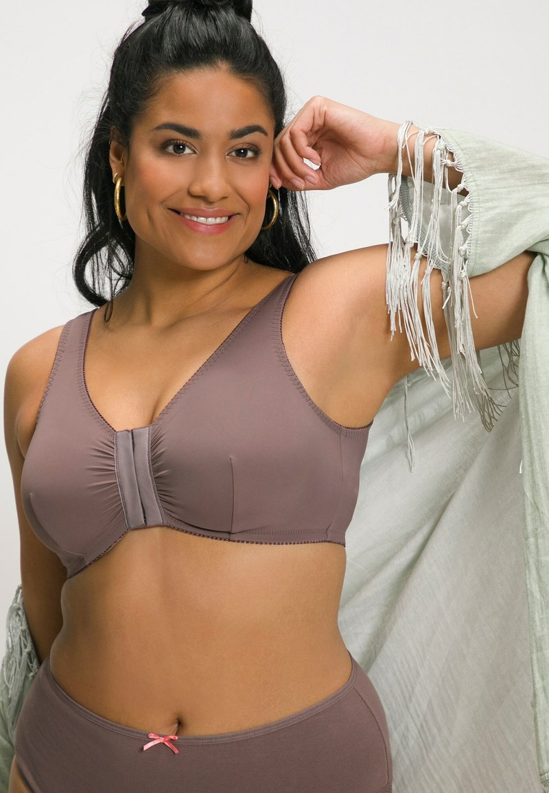 Sujetador Cómodo De Cierre Frontal Ulla Popken - Para Mujeres, Tallas Grandes, Sin Aros, Tirantes Anchos