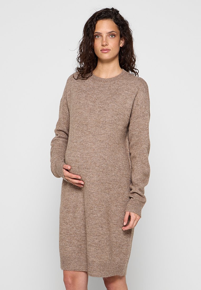 Mamalicious Gebreide jurk zandkleur Mamalicious Gebreide jurk zandkleur