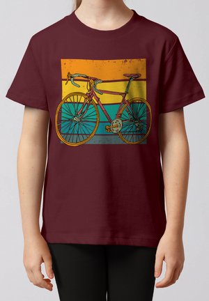 watapparel, RETRO BIKE UNISEX - T-shirt print - burgundy