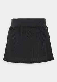 Svart idrettsshorts med en teksturert geometrisk mønster, høy midje og et lett, elastisk stoff for komfort og bevegelsesfrihet.