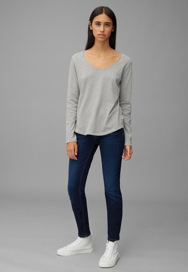 LONG SLEEVE V NECK - Long sleeved top - stone melange4