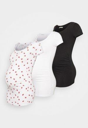 3 PACK - Print T-shirt - white/black
