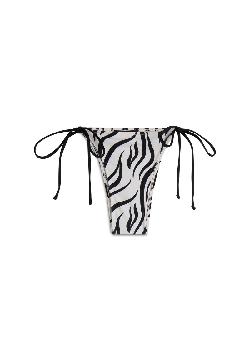 Bikini ala bawah dengan corak zebra hitam-putih yang memiliki tali yang dapat disesuaikan di kedua sisi. Terbuat dari bahan yang halus dan elastis yang menampilkan pola gelombang.