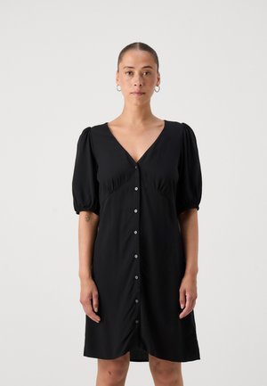 V BUTTON FRONT DRESS - Blousejurk - black