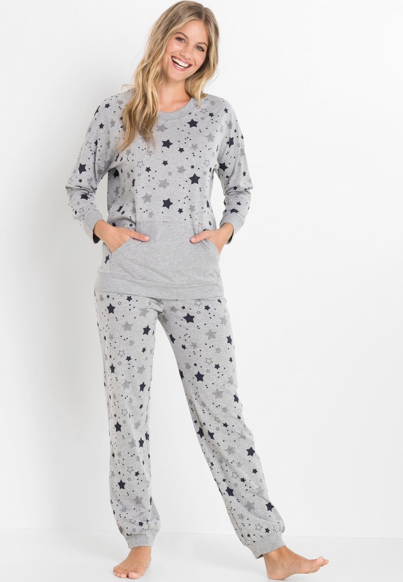 bonprix KUSCHELIGER MIT STERNEN SET - Pigiama - grau