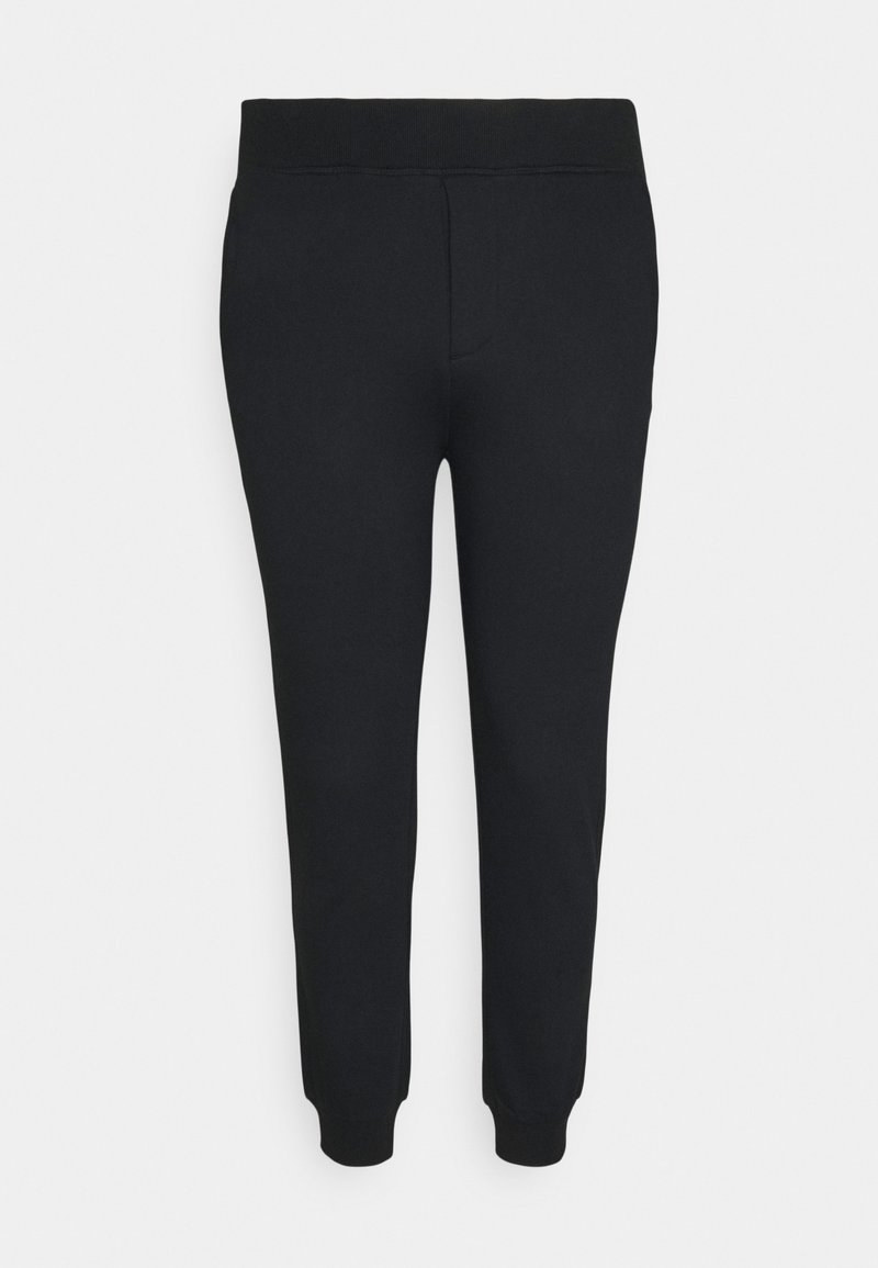 Schwarze Jogginghosen aus weichem Material mit elastischem Bund, enganliegendem Saum und einem schlichten, eleganten Design. Keine sichtbaren Muster oder Grafiken.