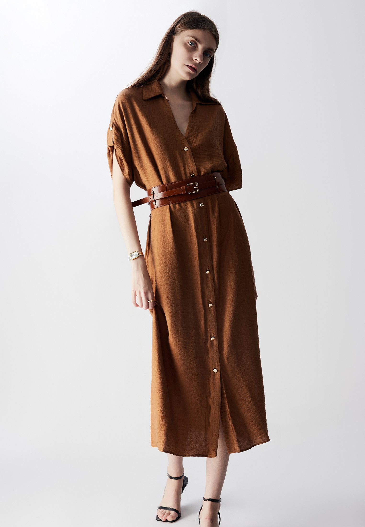 Robe chemise ceinturée Dandy en viscose noir 3S. x Le Vestiaire 3 SUISSES