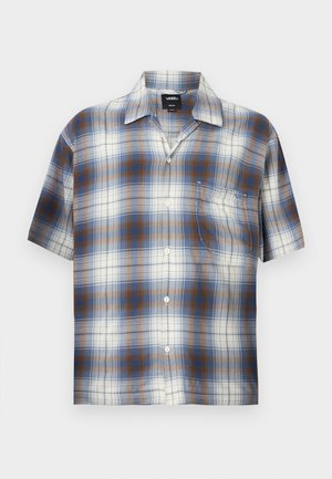 Πουκάμισο με κοντά μανίκια και κουμπιά, με καρό σχέδιο σε μπλε, λευκό και καφέ χρώμα και τσέπη στο στήθος, μέγεθος μεσαίο από τη Vans.