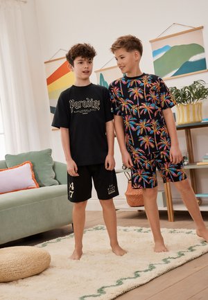 Next, REGULAR FIT - 2 PACK SET - Pyjama set - black/pink palm trees paradise