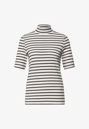 Street One, T-SHIRT MIT TURTLE NECK IN RIPPSTRUKTUR - T-shirt imprimé - black coffee mel.