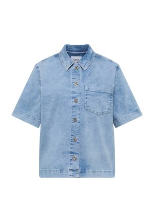 Cecil, KURZARM OVERSHIRT MIT KNOPFLEISTE - Chemisier - light blue used wash