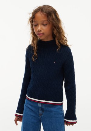 Tommy Hilfiger CABLE MOCK NECK - Πουλόβερ - dark blue