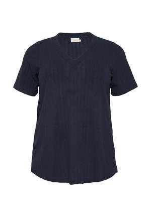 Kaffe Curve Print T-shirt - midnight marine