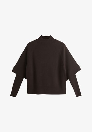 Next, REGULAR FIT - MOCK LAYER PONCHO - Maglione - chocolate brown