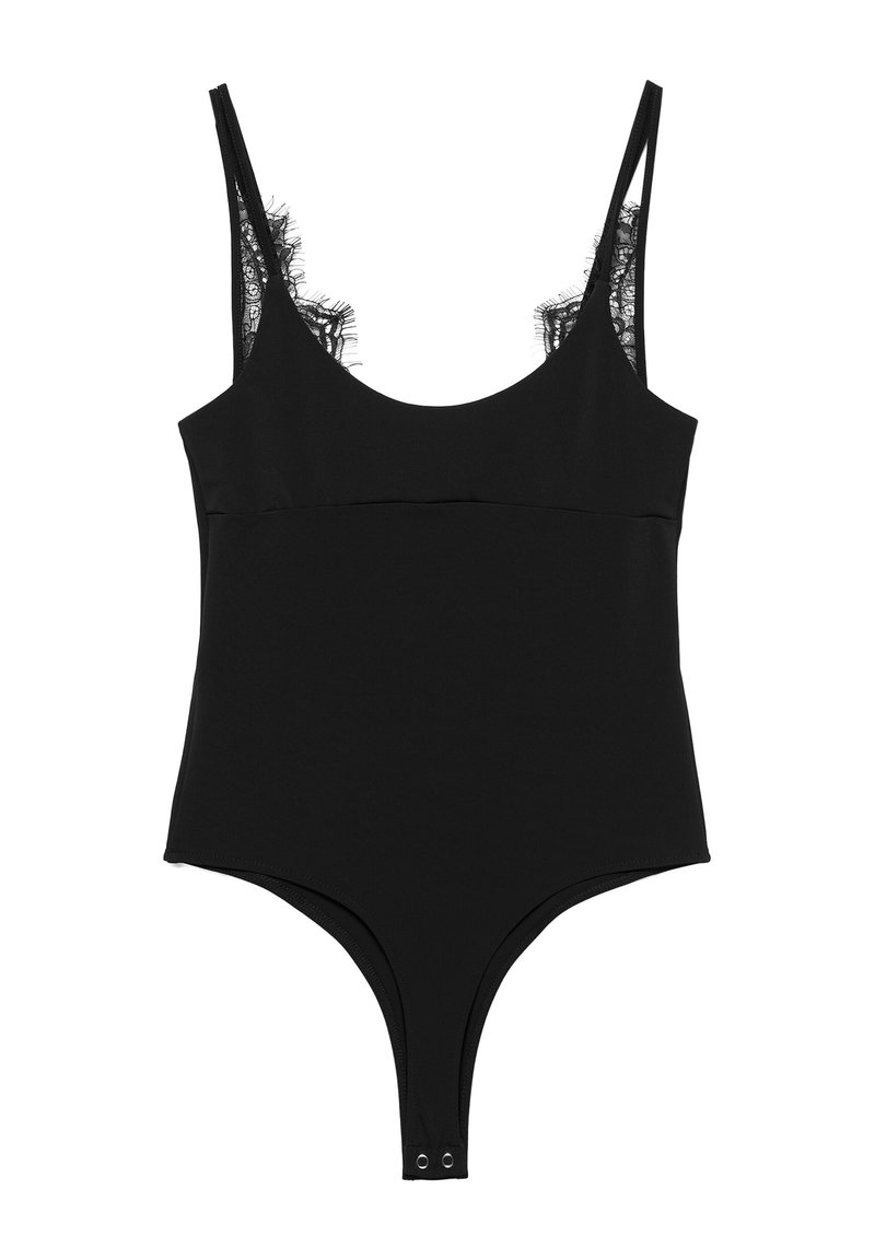 PULL&BEAR LACE WITH STRAPPY DETAIL - BODYSUIT - Body - black - Zalando