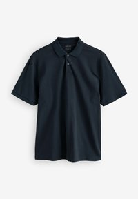 Kortærmet navy polo shirt lavet af tekstureret stof, med krave, knaplukning og diskret logo broderi på brystet.