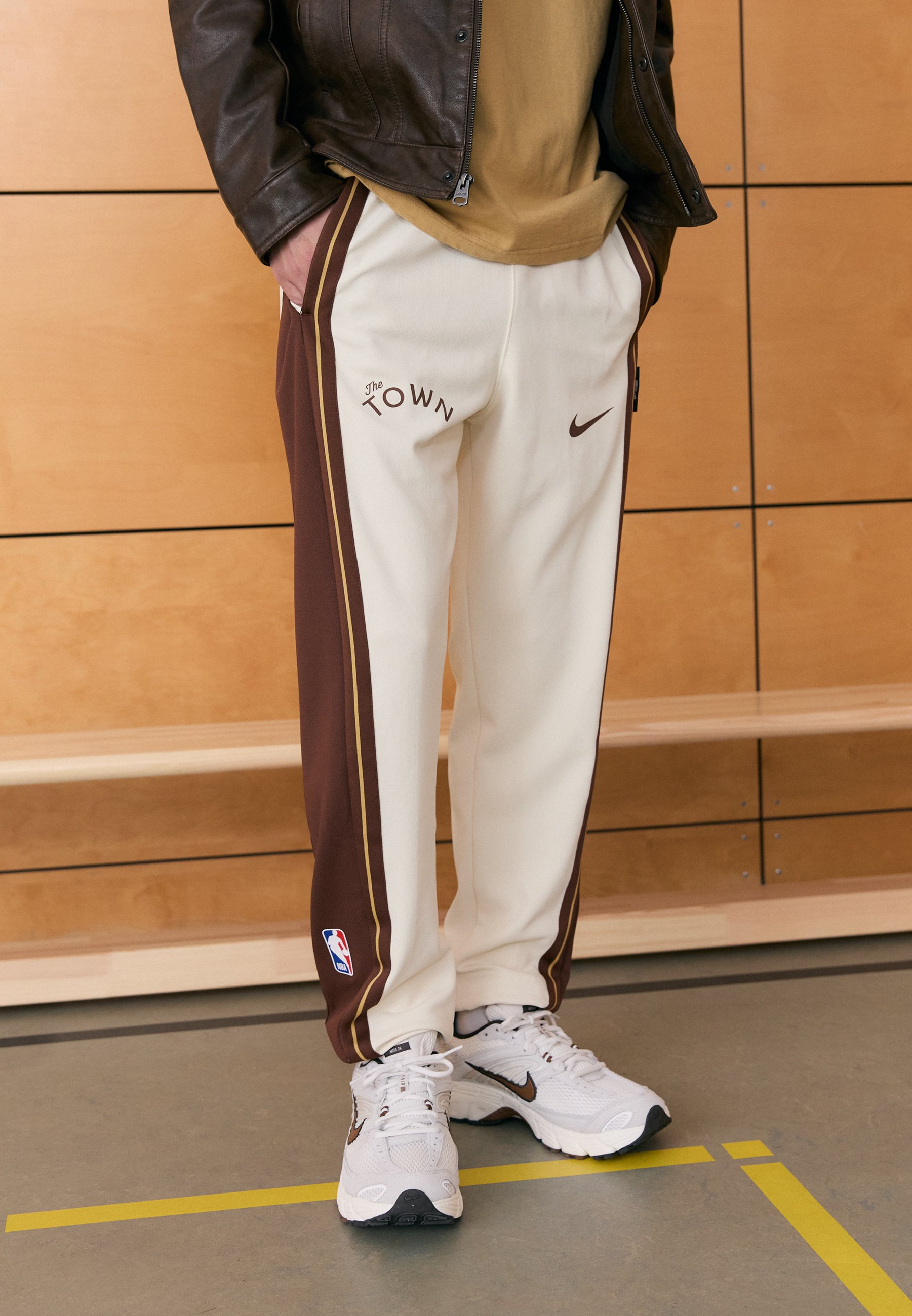 nike metallic swoosh tracksuit brown