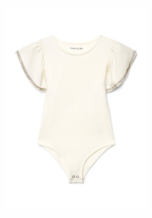 CON MANICHE A VOLANT E DETTAGLI EFFETTO LUCCICANTE - Body - bianco lana