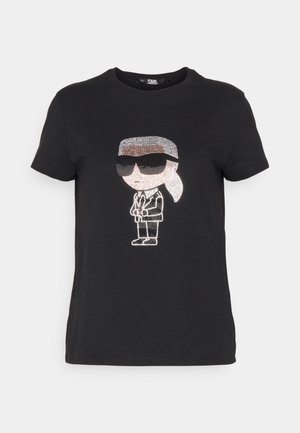 KARL LAGERFELD IKON RHINESTONE - Apdrukāts T-krekls - black