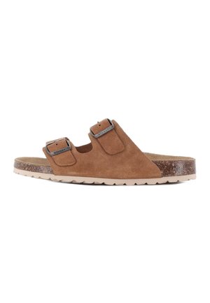 Blogger, SANDALIA PLANA DE MUJER BLOGGER TIPO SLIP-ON CON DETALLE DE HEBILLA MODEL - Sandalias planas - marron claro