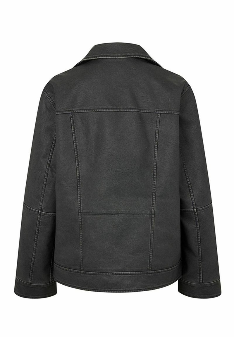 mbyM TIDUS - Kunstlederjacke - worn black/schwarz - Zalando.de
