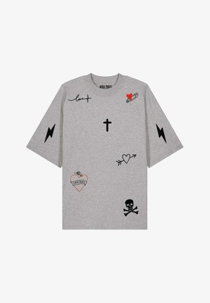 Mira Paris, TATTOO MI AMOR OVERSIZED DROPPED SHOULDER TEE 26 UNISEX - Trükipildiga T-särk - grey
