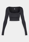 CROPPED SQUARE NECK LONG SLEEVE TOP - Long sleeved top - black