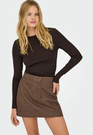 ONLY, ONLRILEY O NECK - Long sleeved top - black coffee