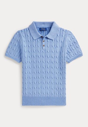 CABLE-KNIT COTTON POLO-COLLAR SWEATER 7-14Y - Džemper - blue heather