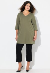 Ulla Popken V-NECK  - Maglietta a manica lunga - loden green