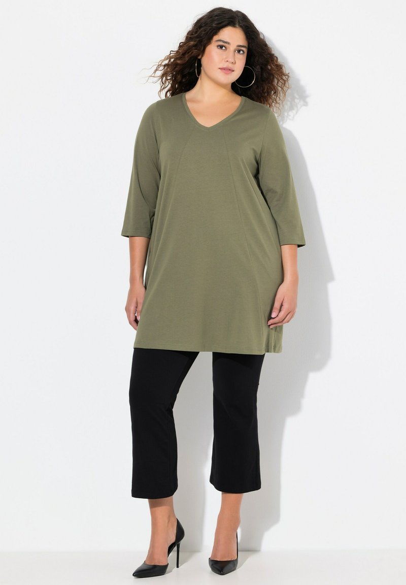 Ulla Popken V-NECK  - Maglietta a manica lunga - loden green