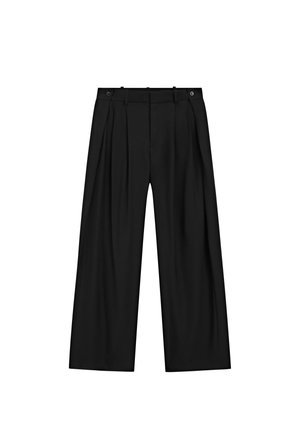 Massimo Dutti, FLOWING PLEATED PANTS WITH BUTTON DETAIL - Trousers - black