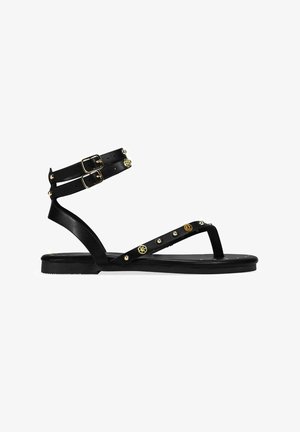 Bosanova, SANDALIAS PLANAS NEGRAS CON TACHUELAS Y DOBLE PULSERA - Sandalias de dedo - black