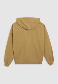 Katoenen hoodie in beige, met een kangoeroezak en geribde mouwen. Glad materiaal met een effen achterkant en subtiele stikseldetails.