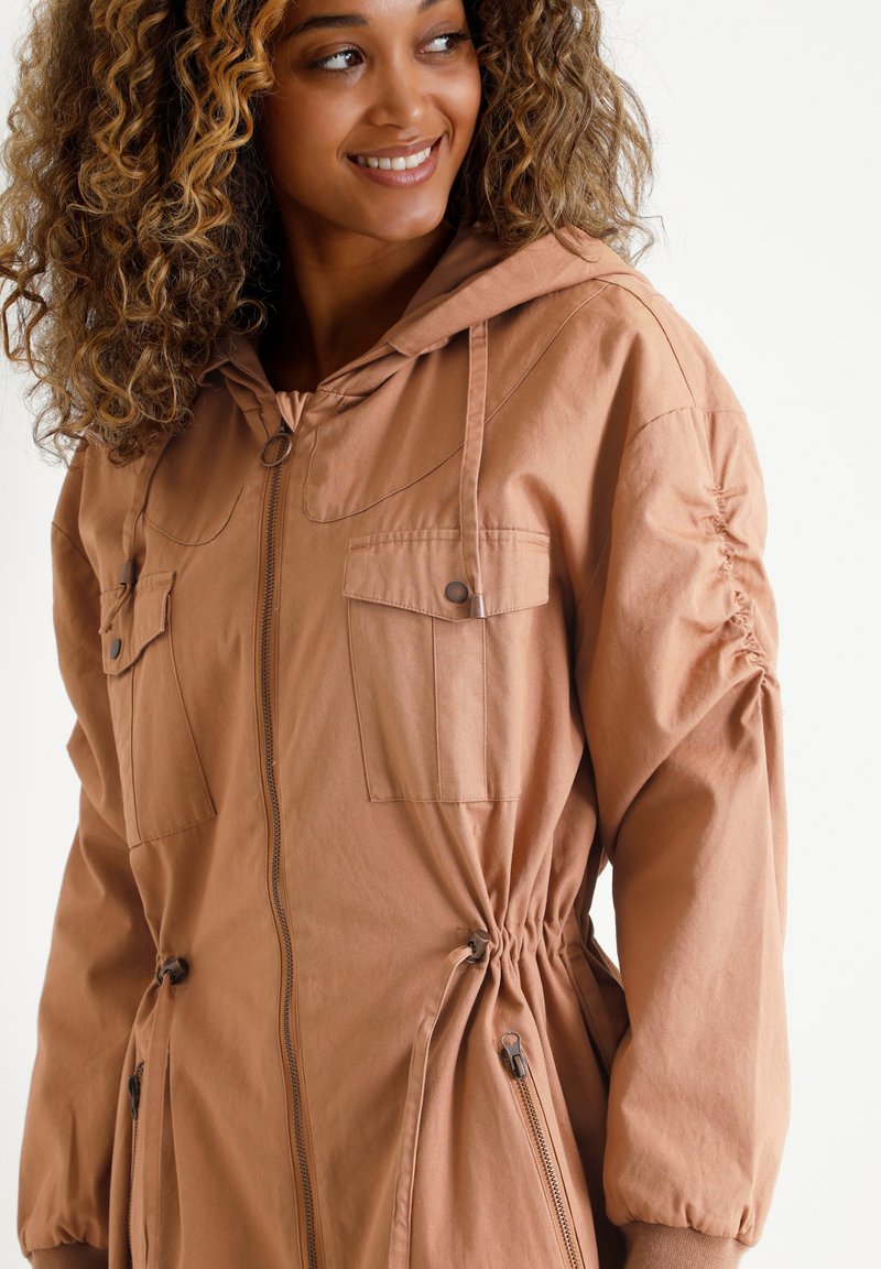 womens cream parka coat