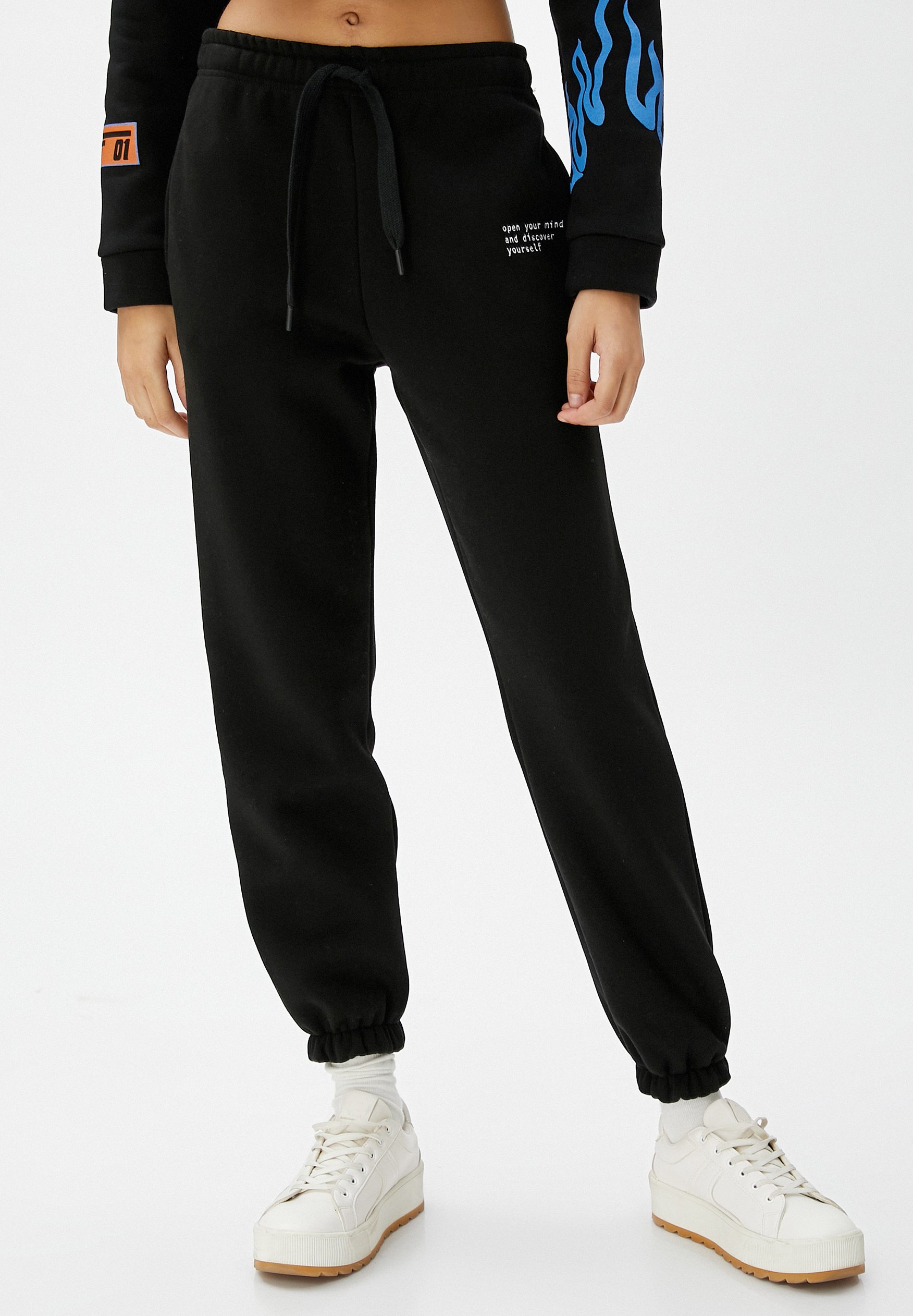 Koton Jogger Sweatpants Printed Detail Pocket Drawstring Brushed Interior Pantalones De Chándal, Yellow(161), 9-10