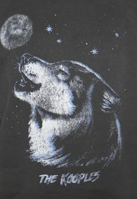Tête d'ours hurlant à une lune avec des étoiles en arrière-plan, avec le texte « THE KOOPLES » en dessous sur un fond sombre.